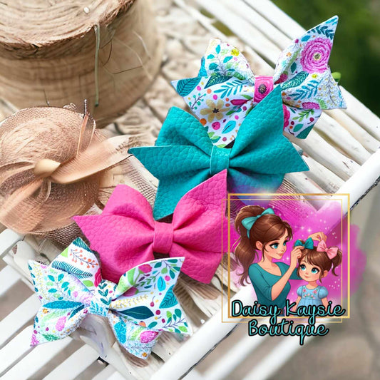 Teal, Pink, Floral Faux Pinwheel
