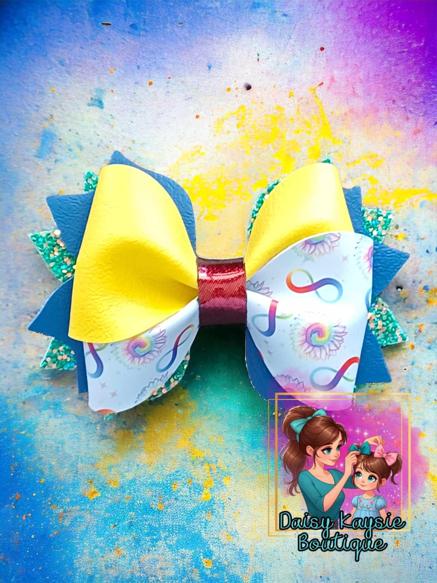 Autism Support Infinity Rainbow Sunflower Twisted Daisy