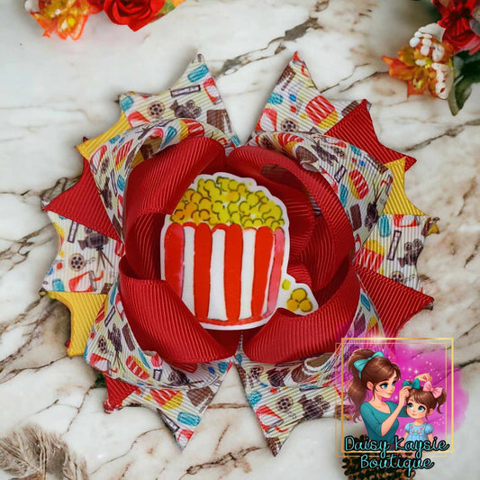 Movie Date Popcorn Stacked Layered Bow