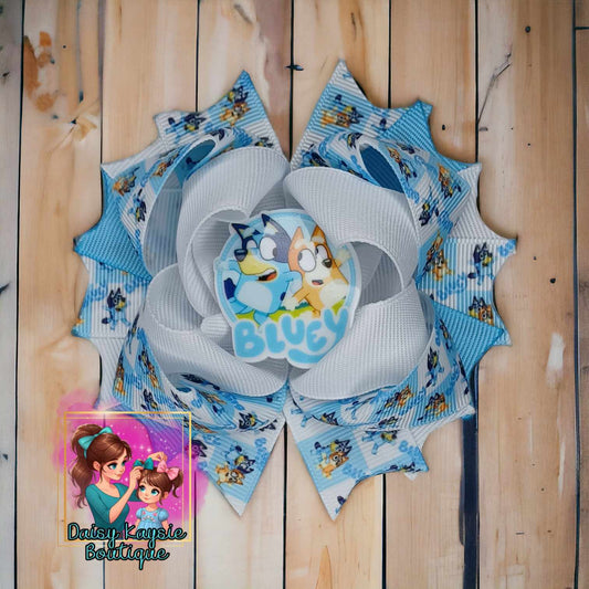 Blue Dog Sisters Stacked Layered Bow