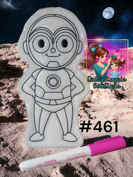 Galaxy Wars Gold Robot Dry Erase Coloring Doll Activity