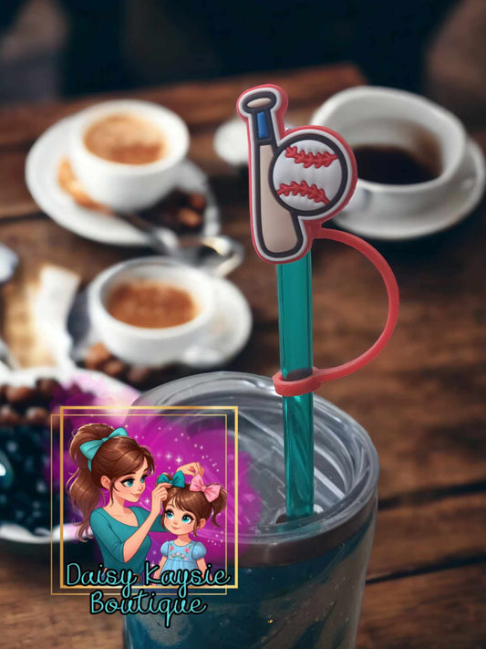 Baseball and Bat Straw topper