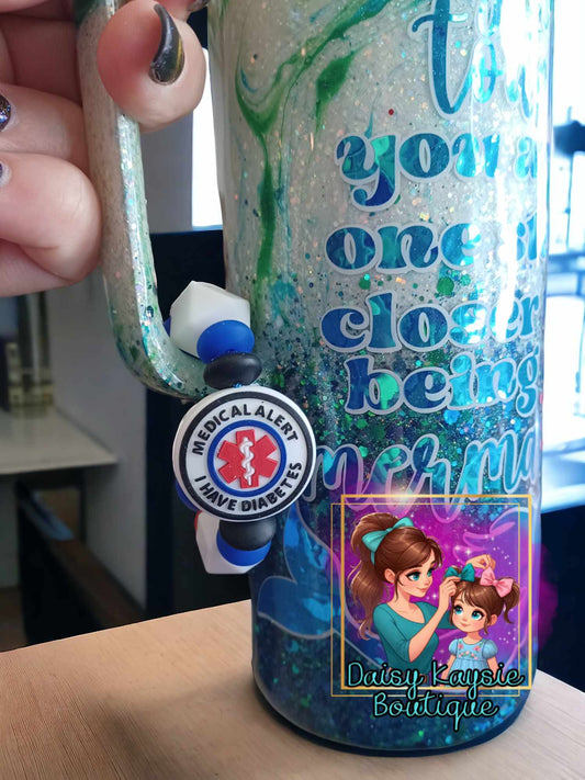 Medical Alert Diabetes  Handle Hugger Beaded  Charm Cup Accessories