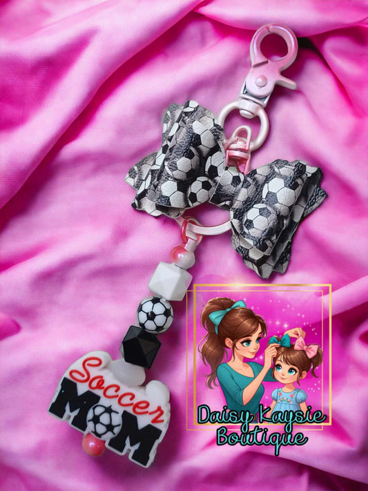 Soccer Mom Keychain Bow