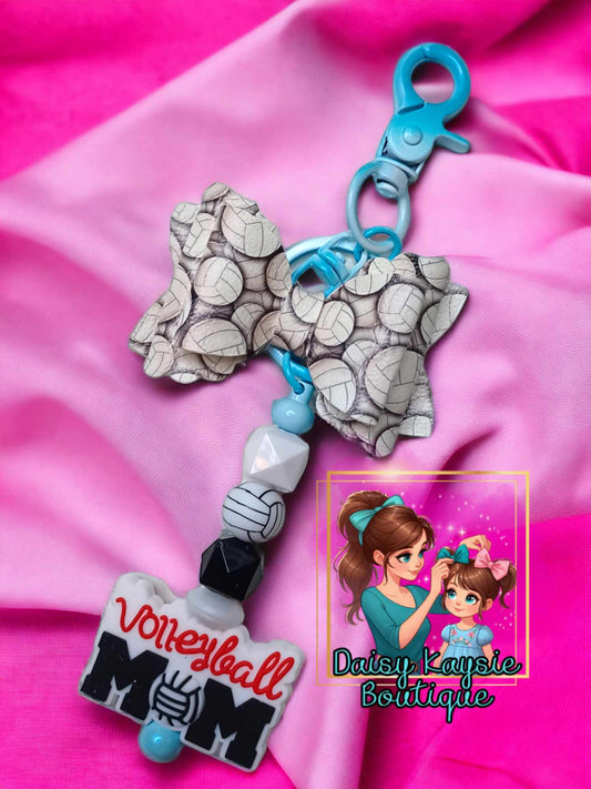 Volleyball Mom Keychain Bow