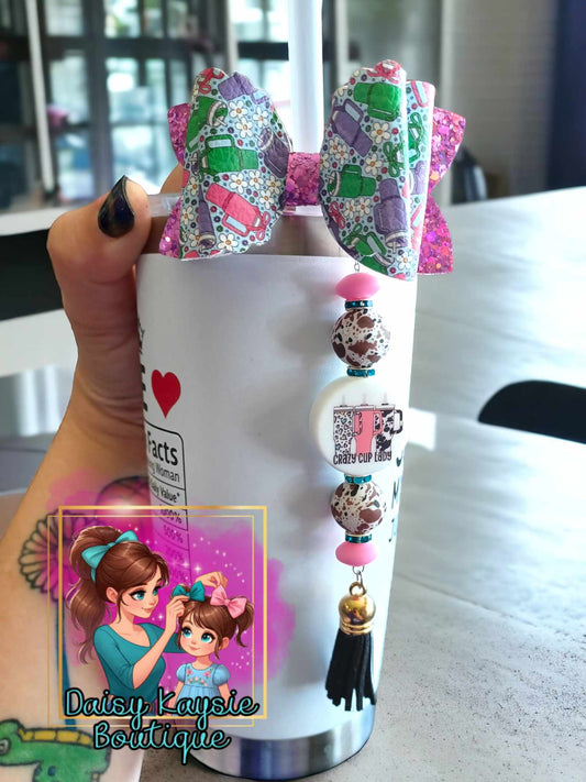 Crazy Cup Lady Tumbler Travel Cup Straw Bow