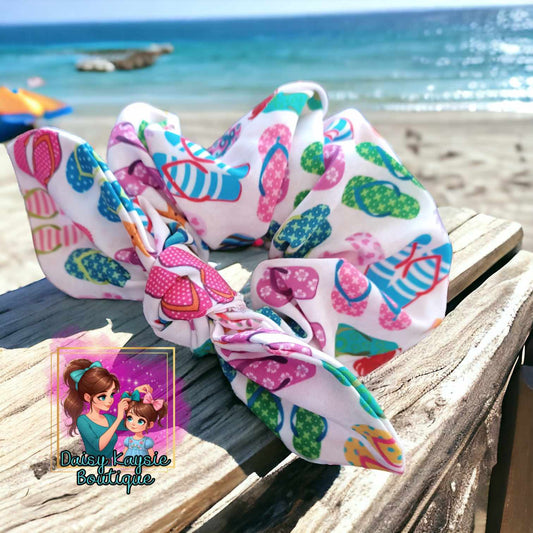 Summer Flip Flop Bunny Ear Scrunchie