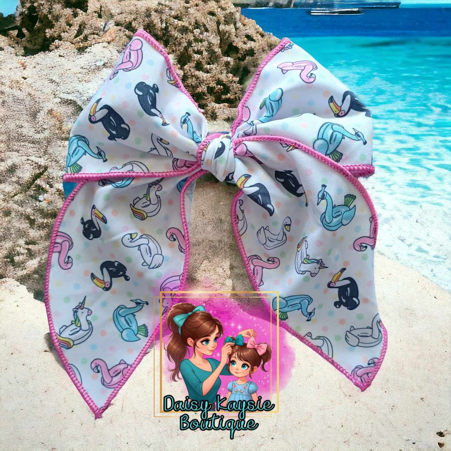Animal Floats Swimming Summer Saylor Hair Bow
