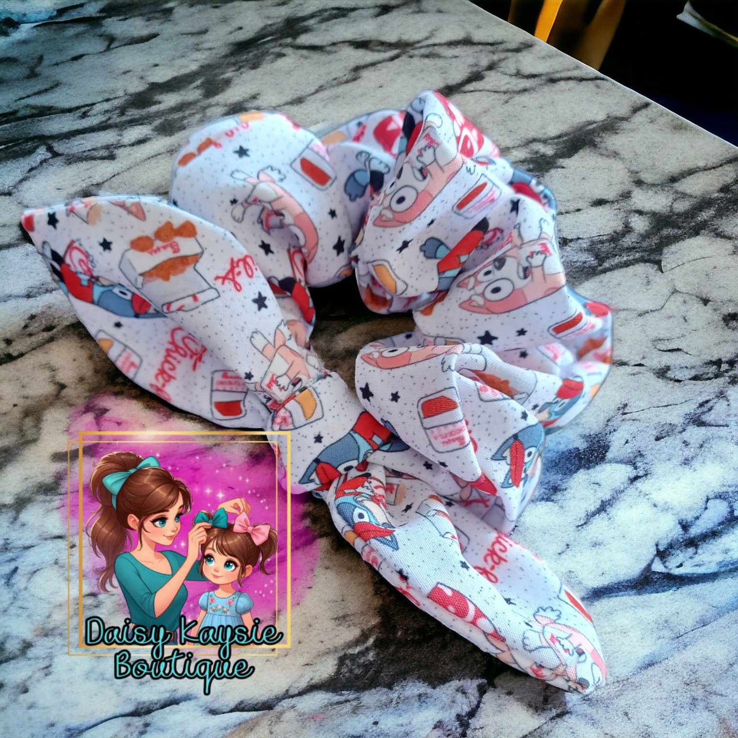Australian Dog Sisters Fast Food Bunny Ear Scrunchie