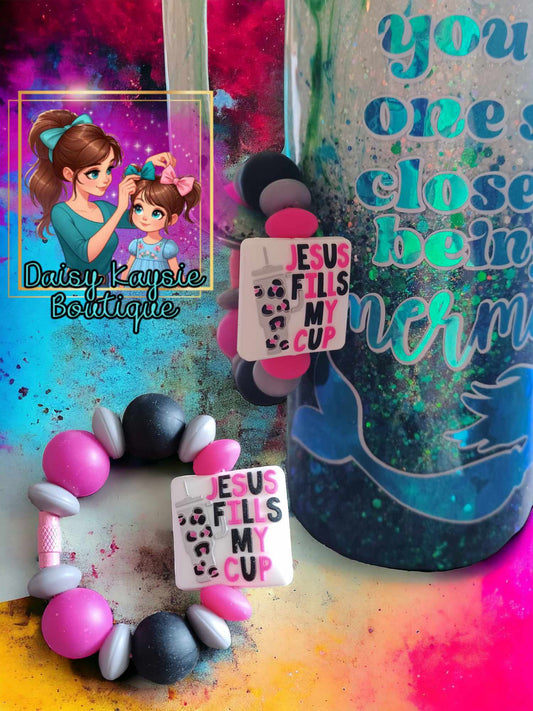 Jesus Fills My Cup Handle Hugger Beaded  Charm Cup Accessories