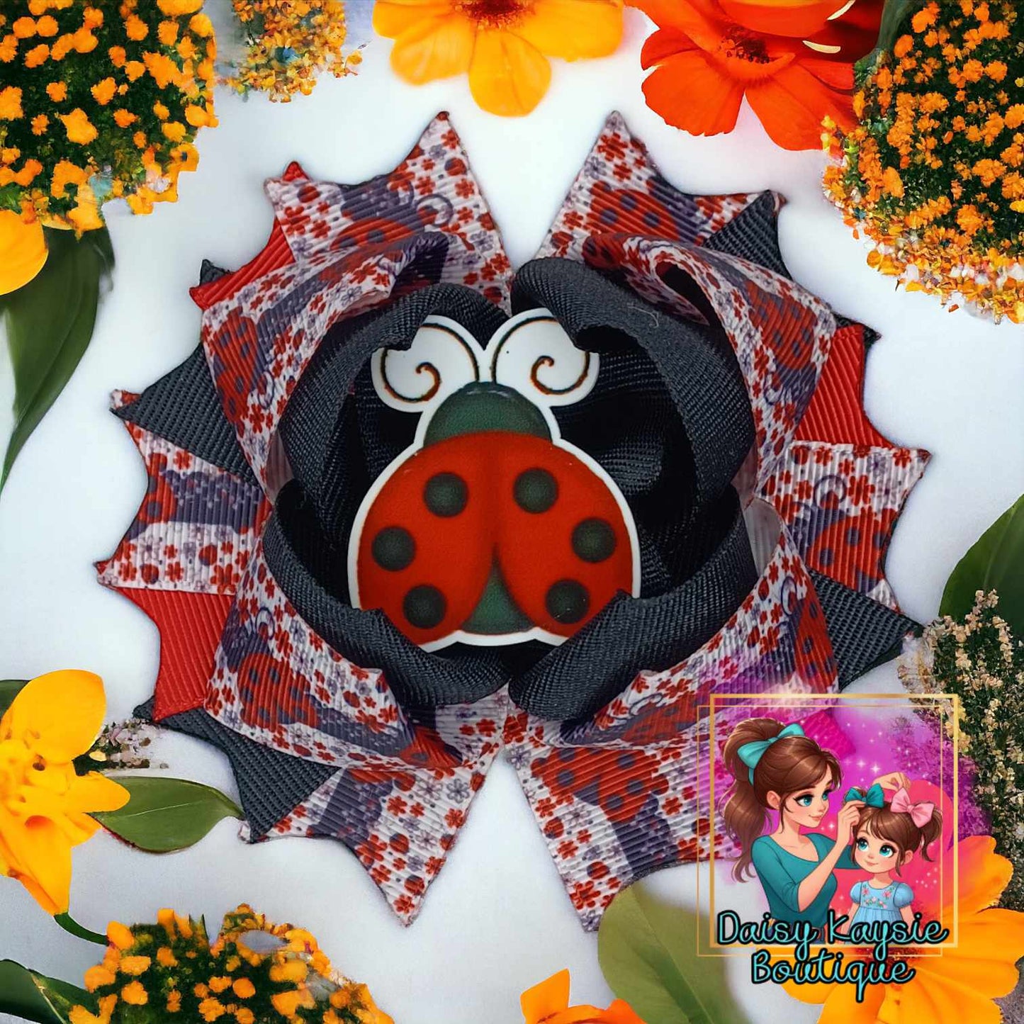 Lady Bug Stacked Layered Bow