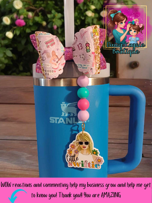 TS Little Swiftie Tumbler Travel Cup Straw Bow