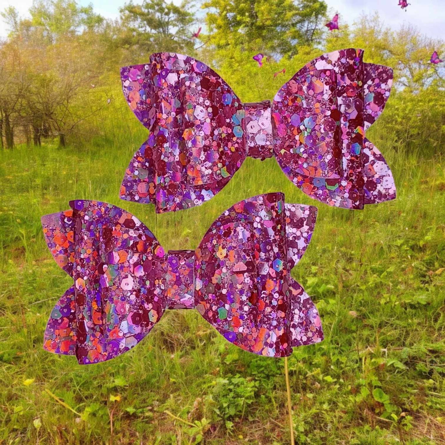 Hot Pink/Purple Chunky Glitter Kaysie Piggy Set