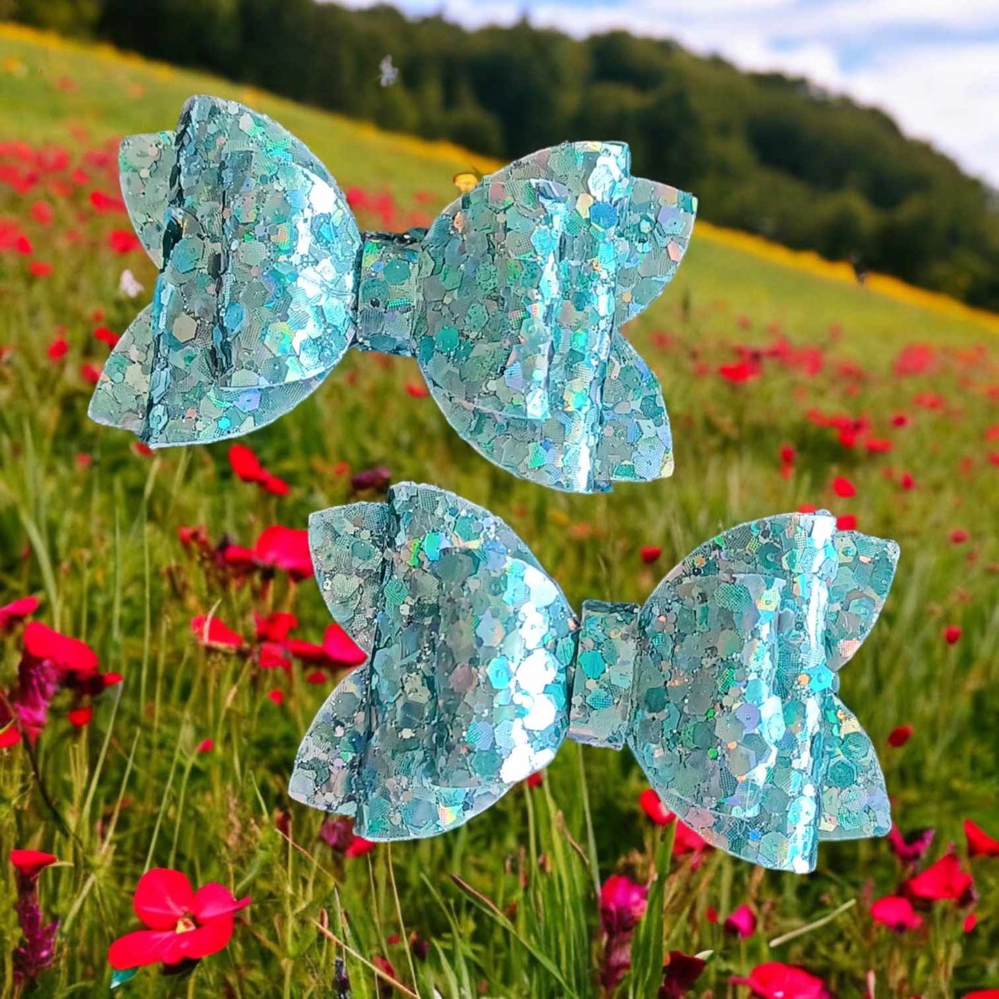 Teal Chunky Glitter Kaysie Piggy Set