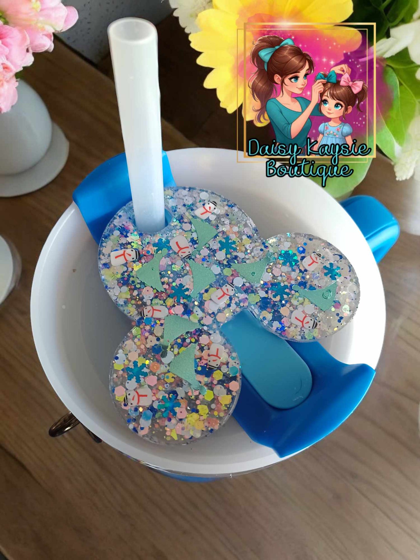 Ice Princess Mouse ears Travel Cup Decorative Plate Lid Topper