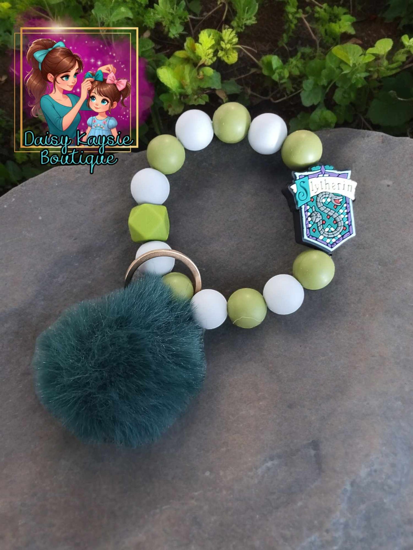 Keyper Beaded Wristlet Key Chain Green Wizard Snake