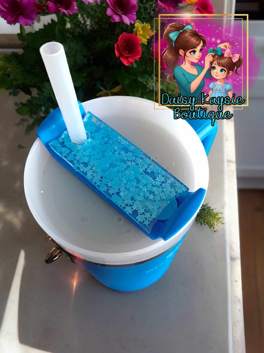 Neon Blue Travel Cup Decorative Plate Lid Topper