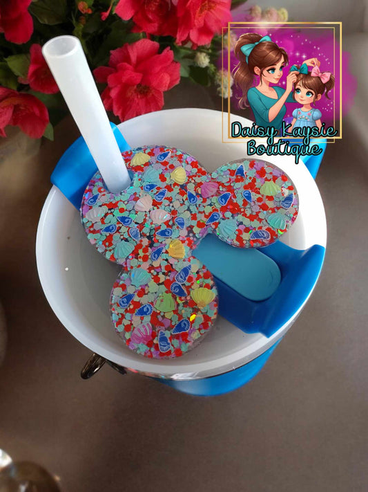 Mermaid Princess Mouse ears Travel Cup Decorative Plate Lid Topper