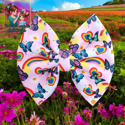 Butterfly Rainbow Neon Scuba Bow