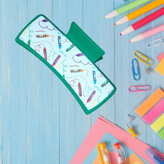 Crayon Green Colorful School Claw Clip