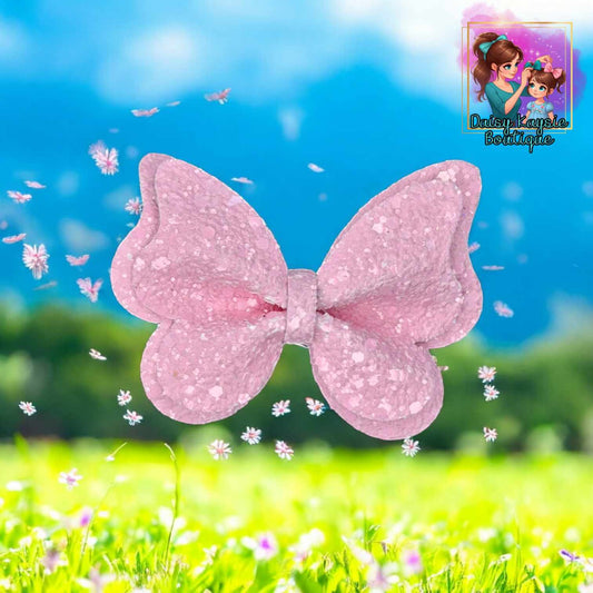 Pretty Pink Glitter Butterfly Bow