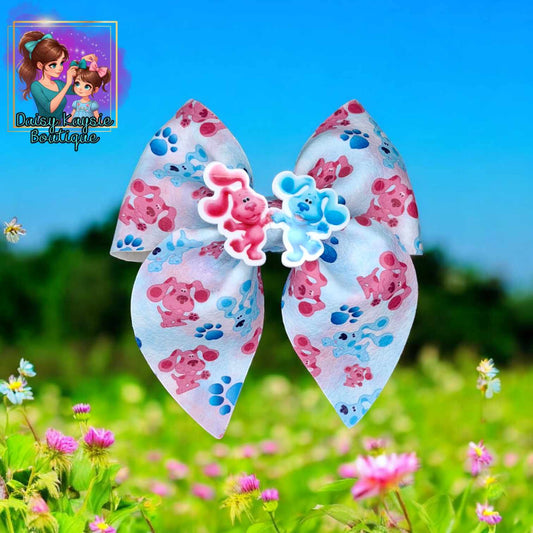 Blue and Pink Dog Clue Show Emlee Bow