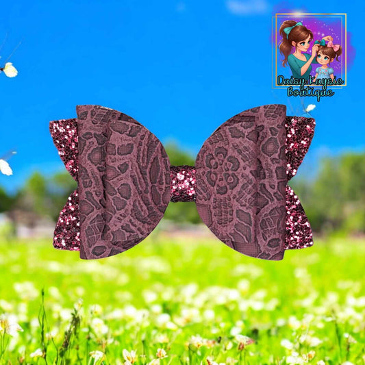 Velvet Maroon Floral Pattern Glitter Kaysie