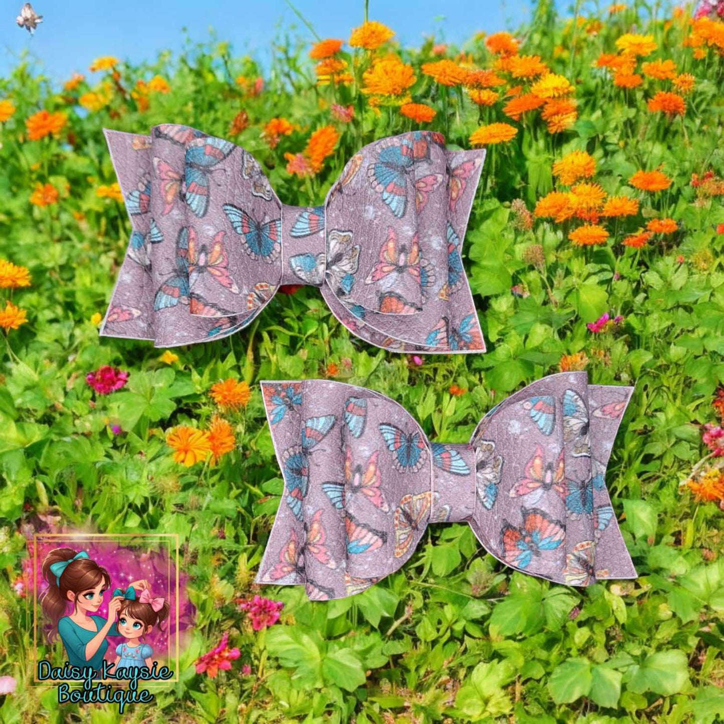 Butterfly Purple Gray Kaysie Piggy Set