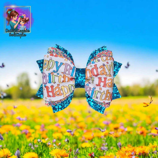 Happy Birthday Colorful Glitter Twisted Daisy
