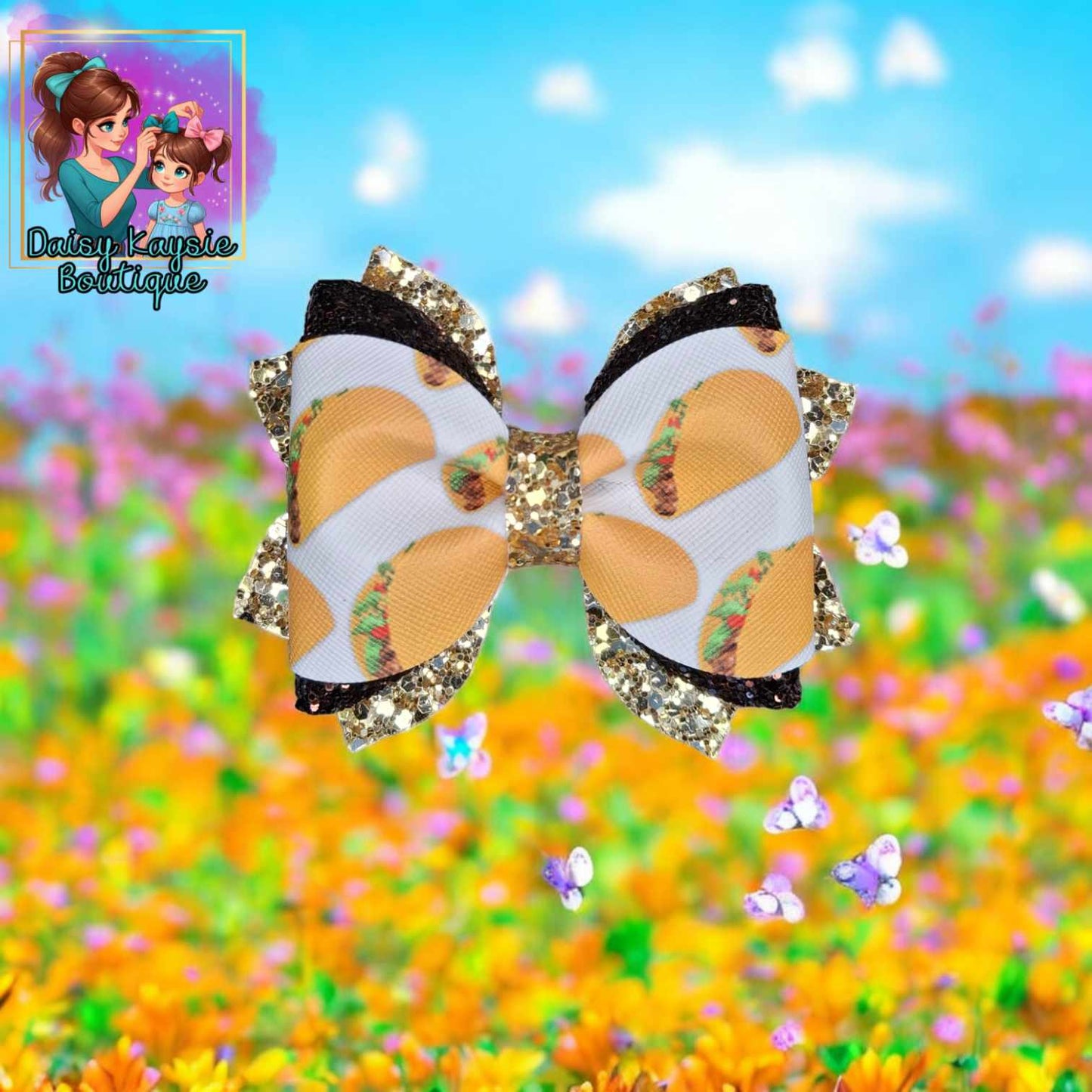 Taco Gold Brown Glitter Twisted Daisy