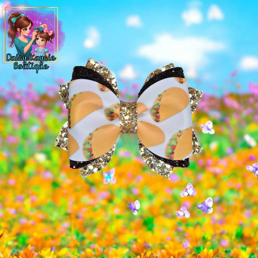 Taco Gold Brown Glitter Twisted Daisy