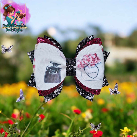 Perfume Fancy Pink Black Glitter Twisted Daisy