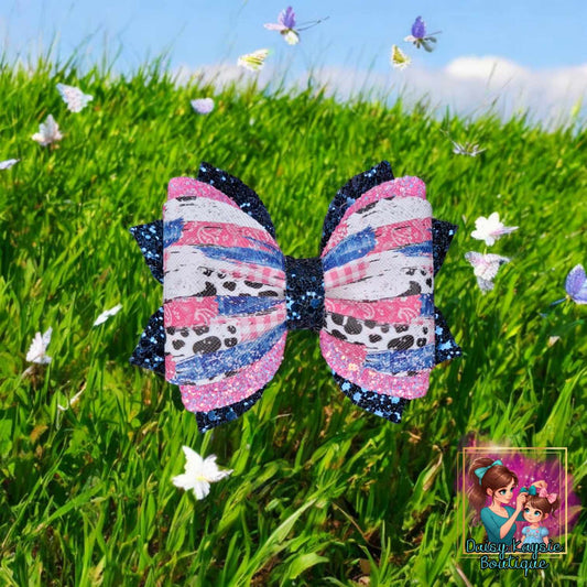 Cow Pink Pattern Glitter Twisted Daisy