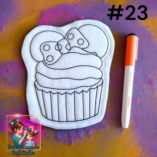 Girl Mouse Cupcake Bow Dry Erase Coloring Activity
