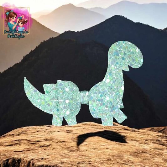 Light Green Glitter Dino Bow