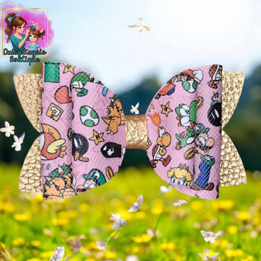 Video Game Green Man Mushroom Pink Gold Kaysie