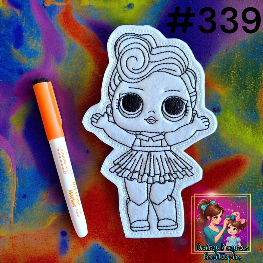 Girl Doll in a Skirt Dry Erase Coloring Activity