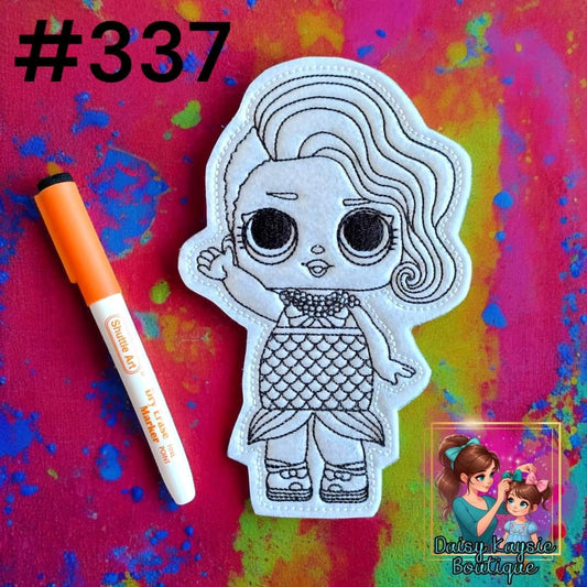 Mermaid Girl Doll Dry Erase Coloring Activity