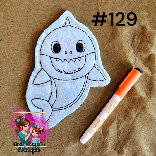 Boy Shark Big Eyed Dry Erase Coloring Activity