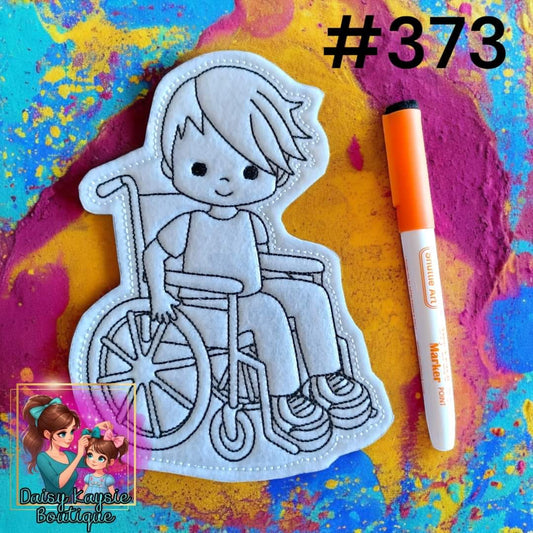 Boy in a Wheelchair Dry Erase Coloring Activity