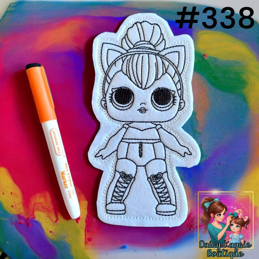 Girl Doll in Boots Dry Erase Coloring Activity