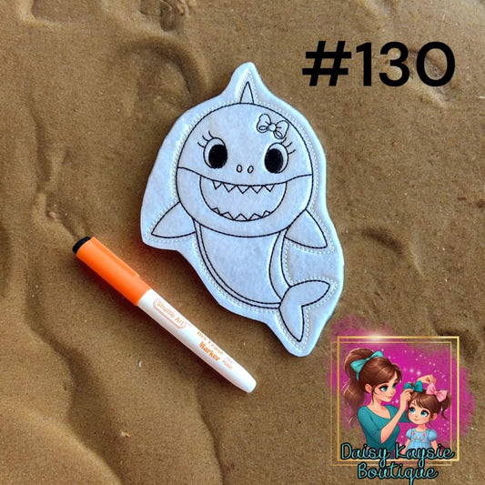 Girl Shark with a Bow Big Eyed Dry Erase Coloring Activity
