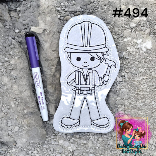 Construction Men With a Hammer Dry Erase Coloring Activity