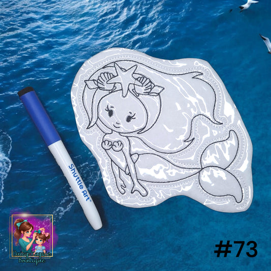 Mermaid Starfish Crown Sideways Dry Erase Coloring Activity
