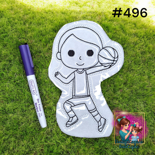 Basketball Kid Dry Erase Coloring Activity