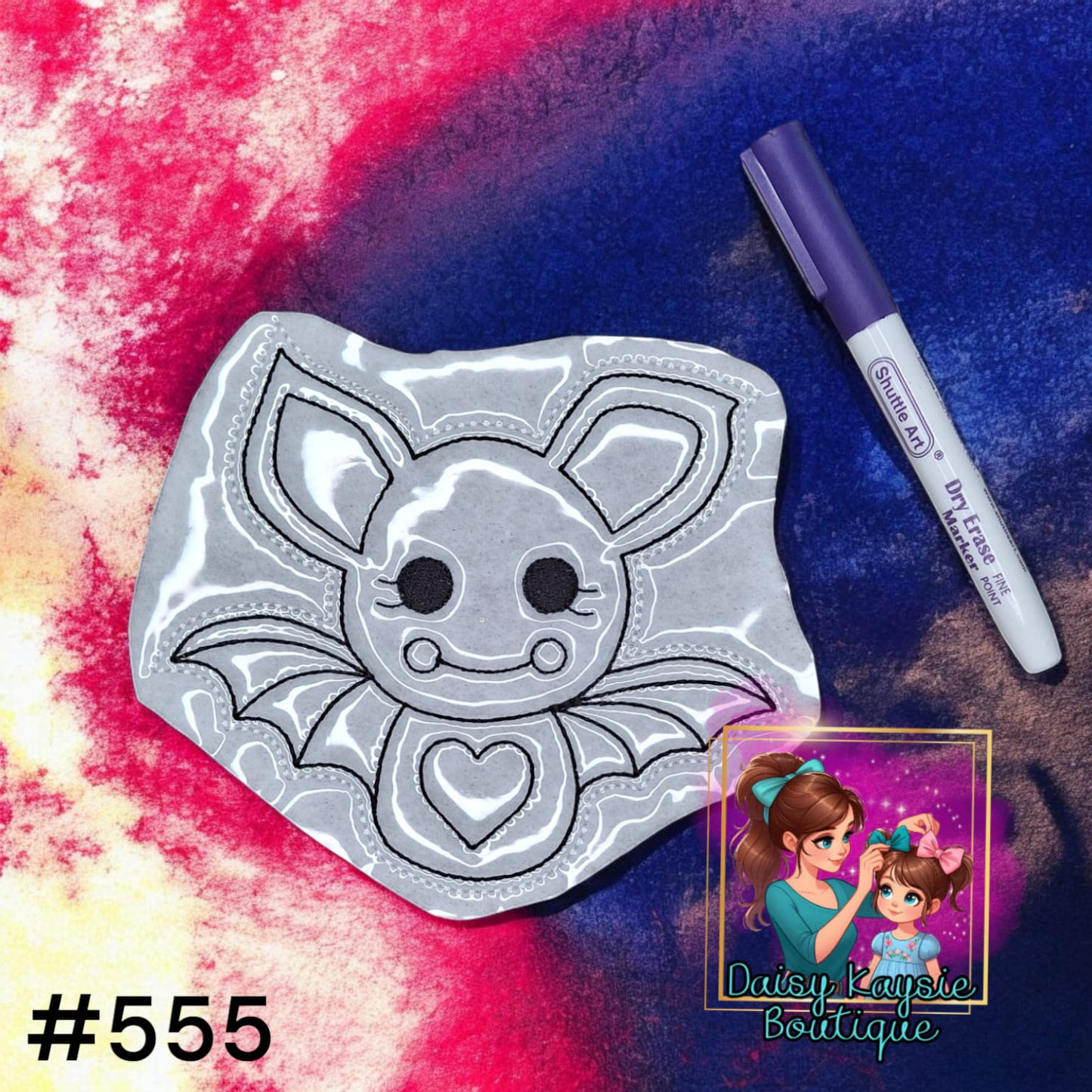 Bat With a Heart Dry Erase Coloring Activity