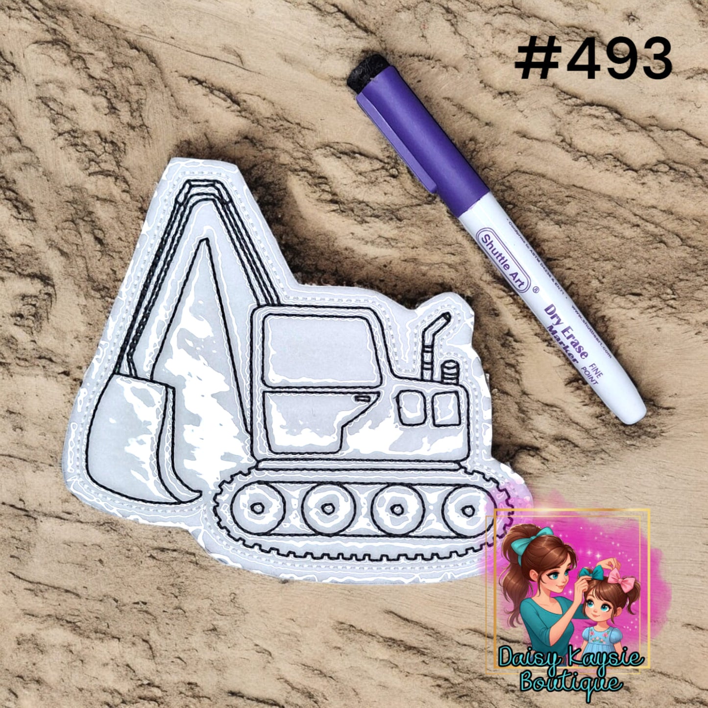 Excavator Dry Erase Coloring Activity