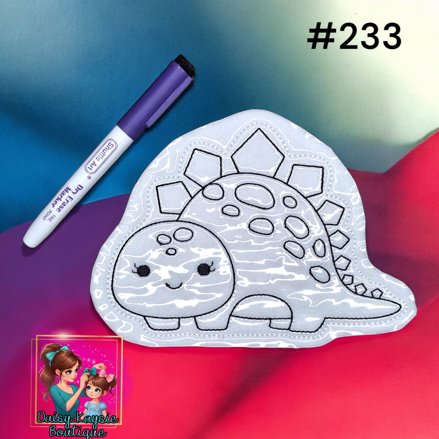 Dinosaur Stegosaurus Dry Erase Coloring Activity