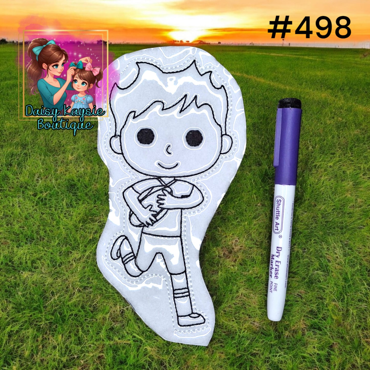 Kid Running With Football Dry Erase Coloring Activity