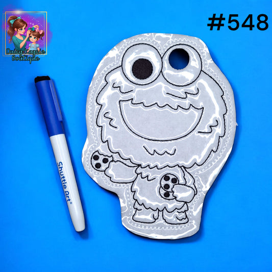 Monster who eats Cookies Blue Dry Erase Coloring Activity